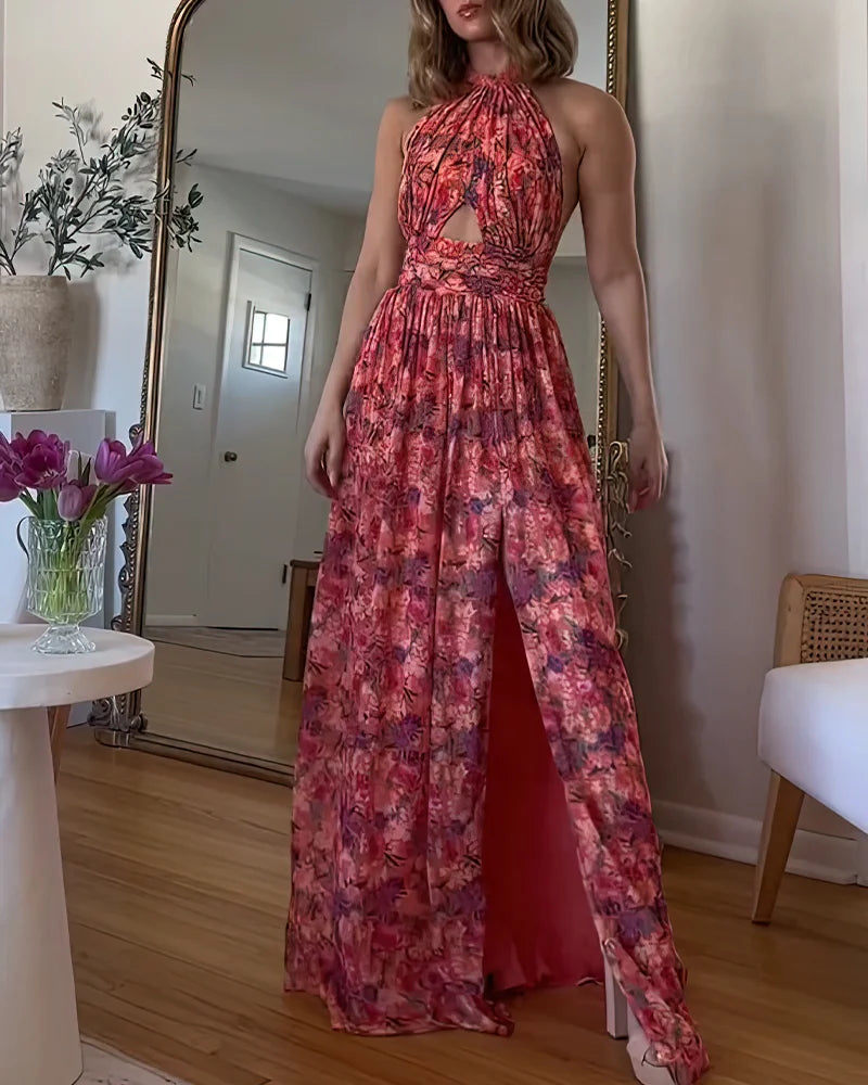 Isa Luna - Vestido largo con estampado floral