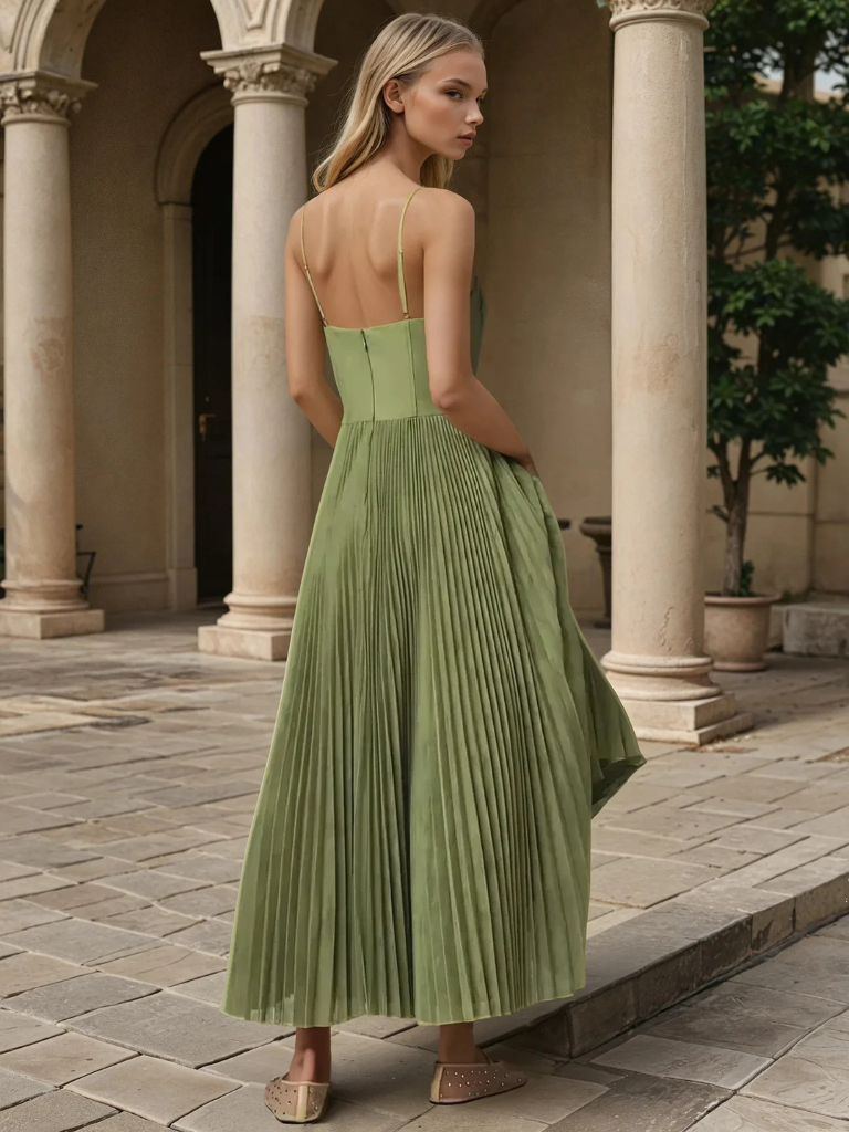 Beatriz - Vestido Midi Plisado y Ajustado
