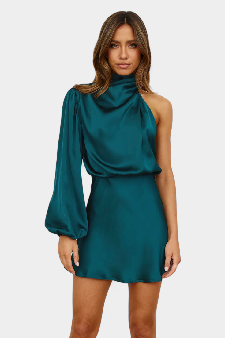 Mara - Vestido Mini Drapado de Un Hombro