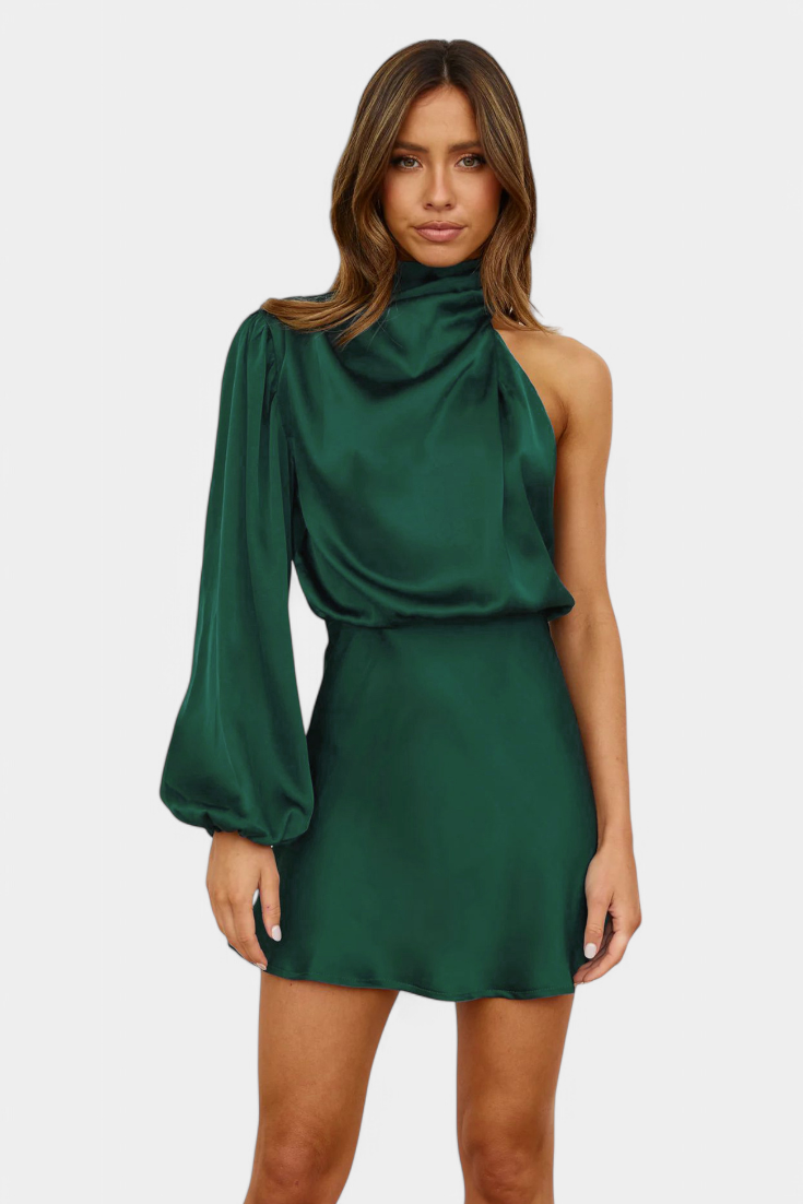 Mara - Vestido Mini Drapado de Un Hombro