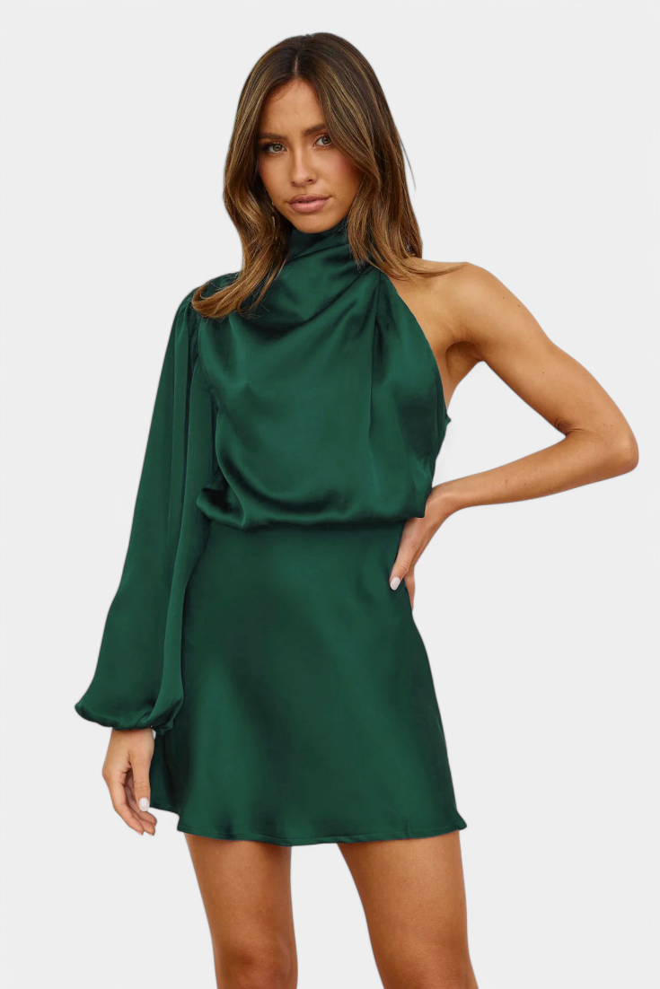 Mara - Vestido Mini Drapado de Un Hombro