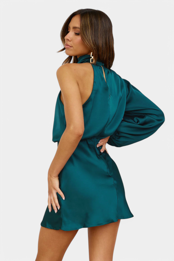 Mara - Vestido Mini Drapado de Un Hombro