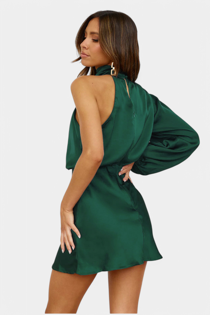 Mara - Vestido Mini Drapado de Un Hombro