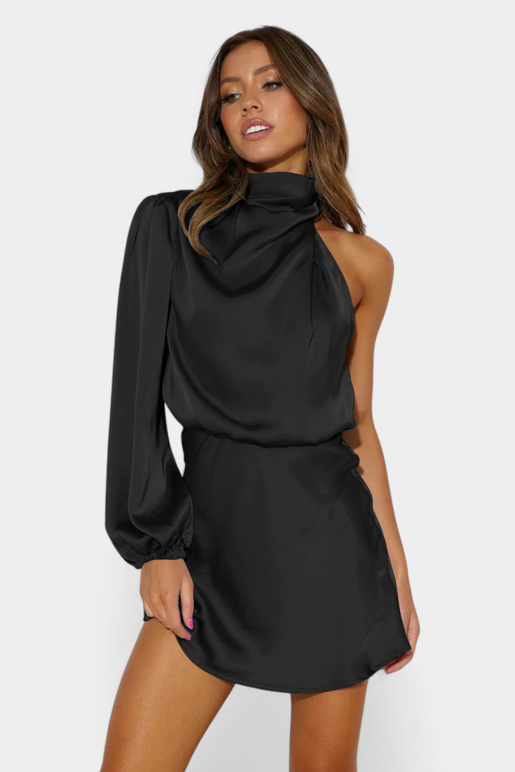 Mara - Vestido Mini Drapado de Un Hombro