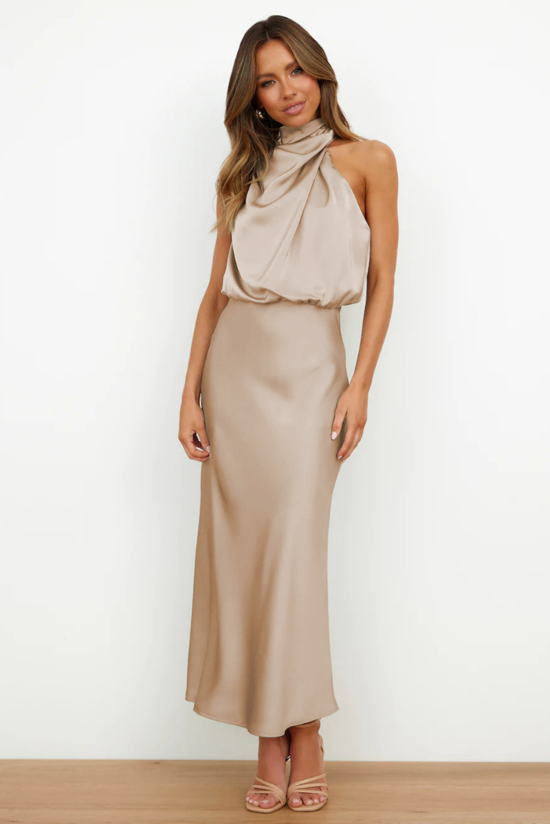 Lucrezia - Vestido midi de satén con un hombro