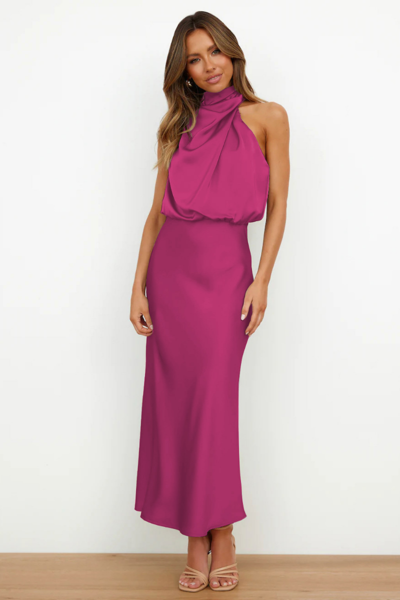 Lucrezia - Vestido midi de satén con un hombro