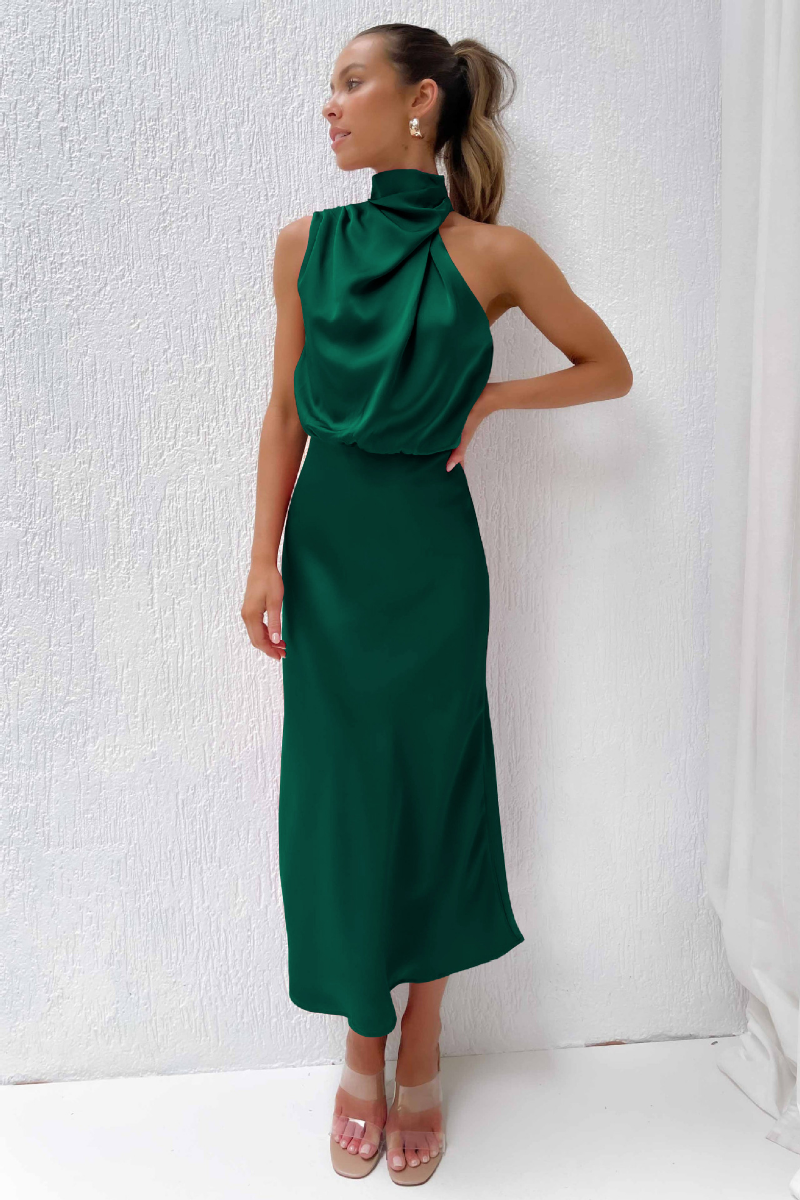 Lucrezia - Vestido midi de satén con un hombro