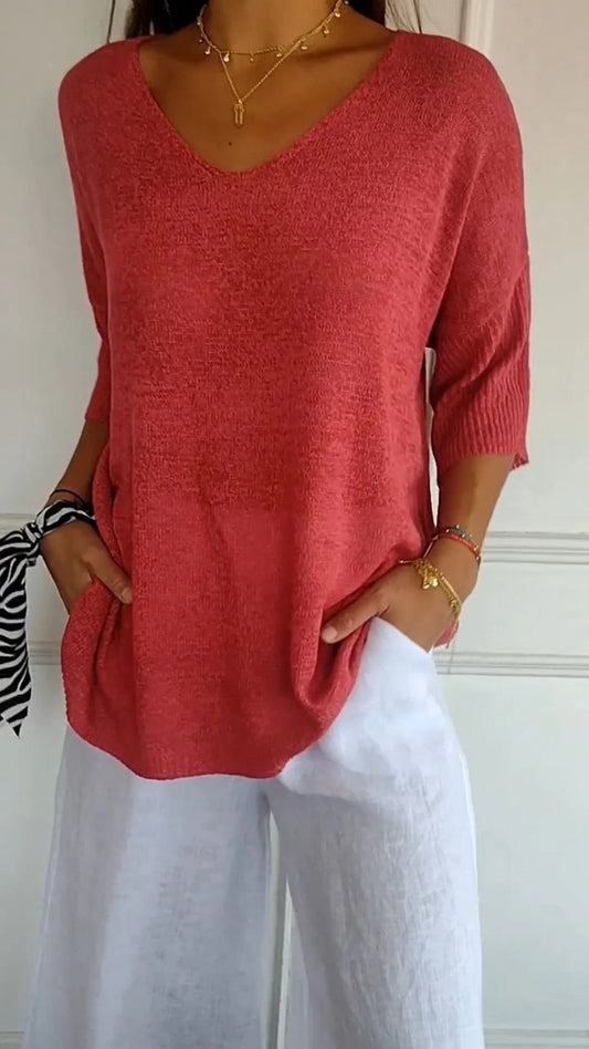 Vera - Top de punto con elegante escote en V