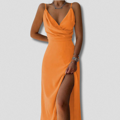 Frederica - Vestido largo artesanal con abertura