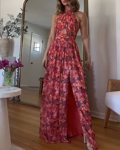 Isa Luna - Vestido largo con estampado floral