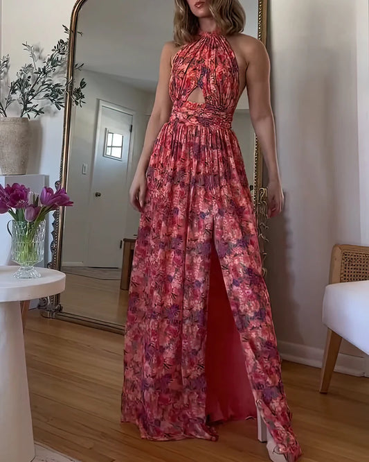 Isa Luna - Vestido largo con estampado floral