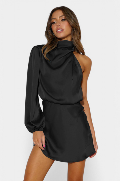 Mara - Vestido Mini Drapado de Un Hombro
