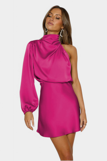 Mara - Vestido Mini Drapado de Un Hombro