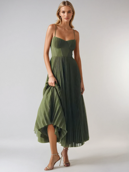 Beatriz - Vestido Midi Plisado y Ajustado