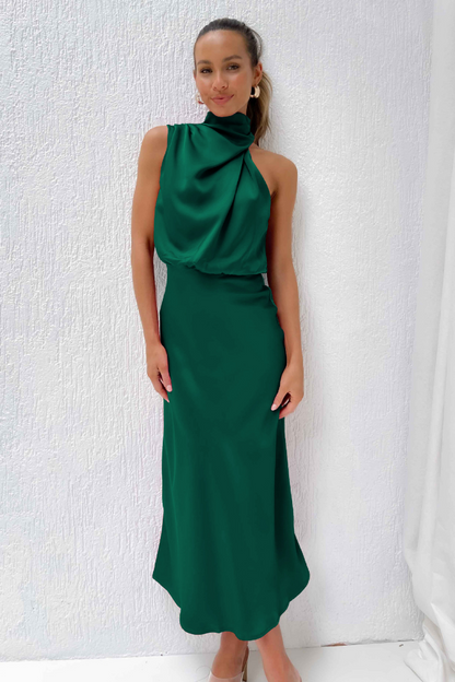 Lucrezia - Vestido midi de satén con un hombro