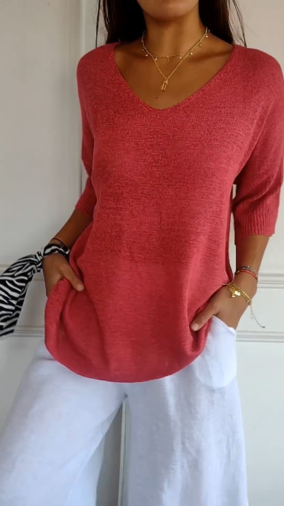 Vera - Top de punto con elegante escote en V