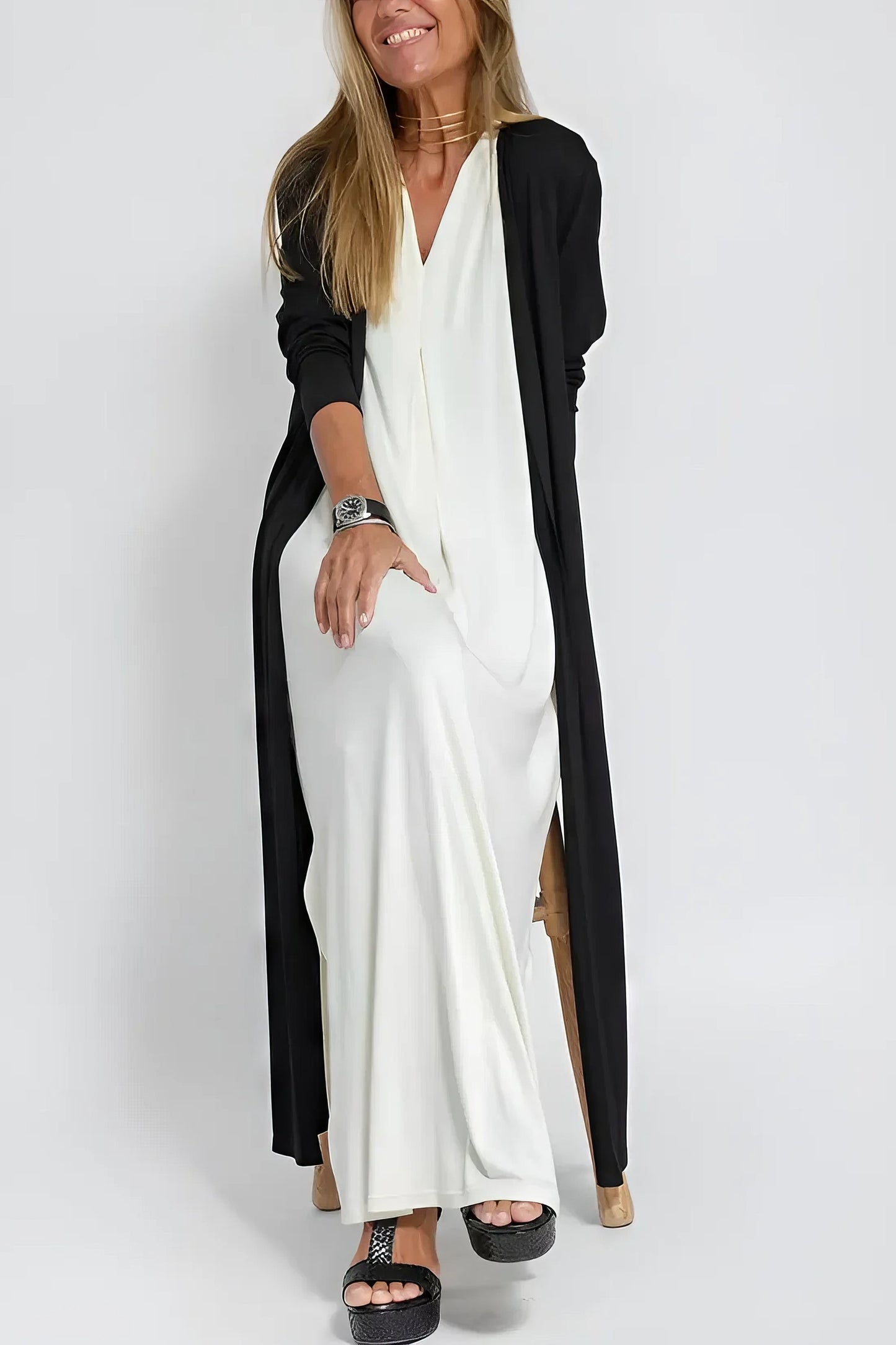 Ava | Elegante vestido largo + cárdigan a juego de REGALO