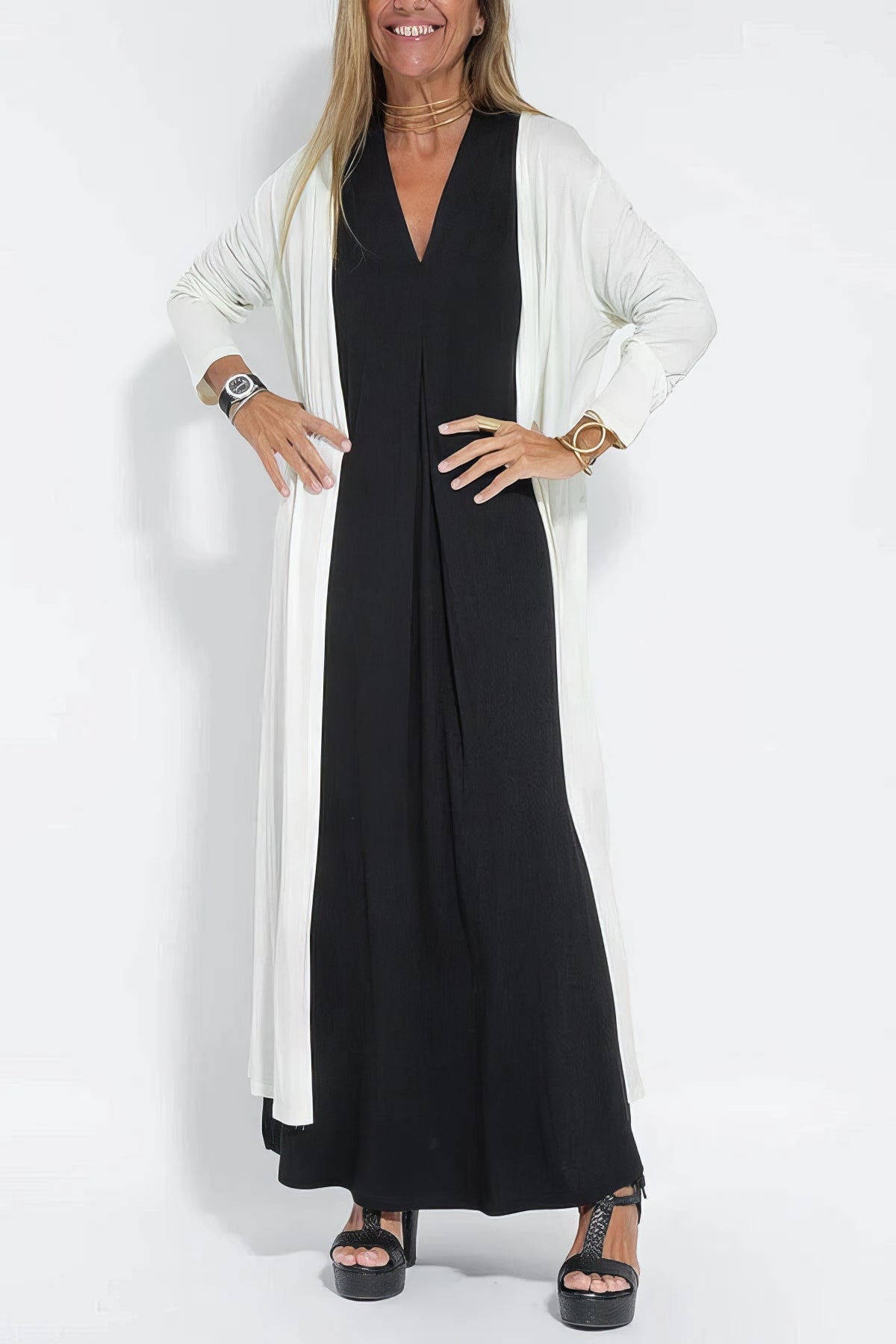 Ava | Elegante vestido largo + cárdigan a juego de REGALO