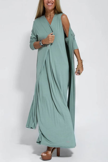 Ava | Elegante vestido largo + cárdigan a juego de REGALO