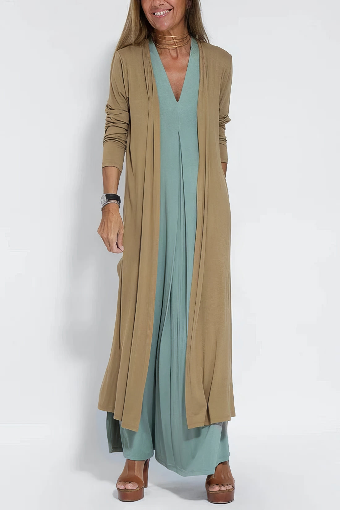 Ava | Elegante vestido largo + cárdigan a juego de REGALO